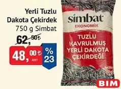 SİMBAT YERLİ TUZLU DAKOTA ÇEKİRDEK 750 G SİMBAT YERLİ TUZLU DAKOTA ÇEKİRDEK 750 G